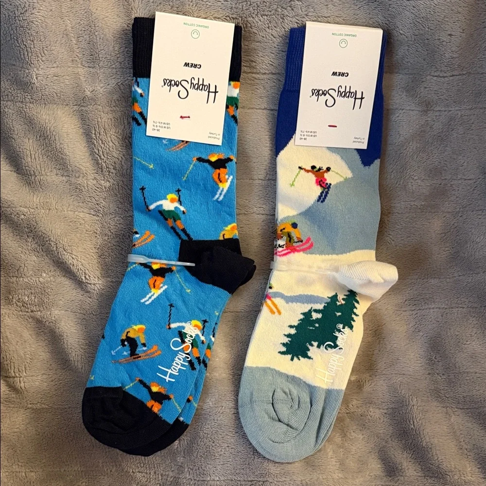 Happy Socks Women or Men's Ski Adventure Crew Socks - Picture 1 of 1